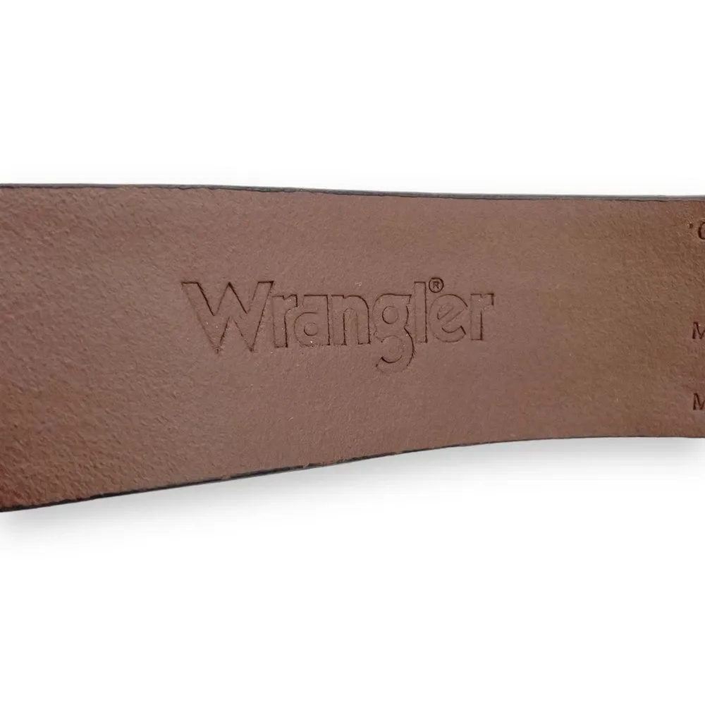 Vintage Wrangler Belt Dark Brown Tooled Leather Western Rodeo Belt Men’s Size 44